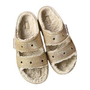 Gold CROCS Classic Cozzzy Glitter Sandals in Size 10 Women’s